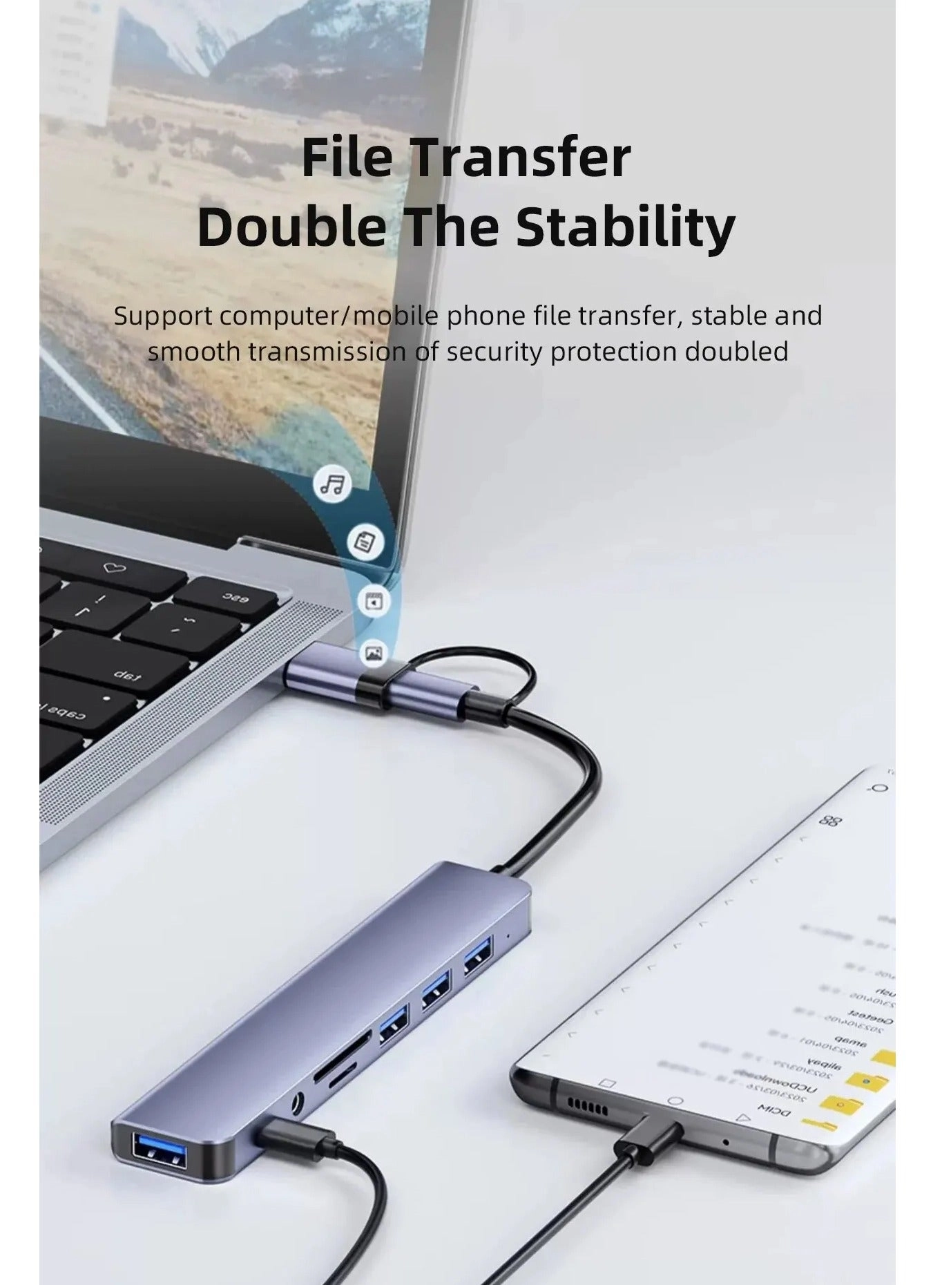 Hub Expander - 4 USB 3.0 SD/TF Card Reader