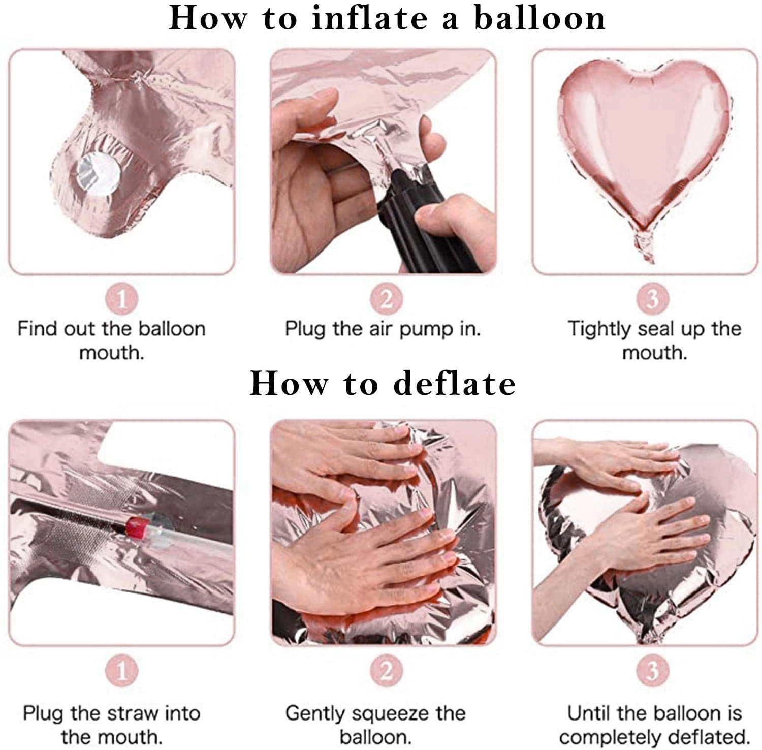 Heart Foil Balloon - 5-Pieces Wedding Valentine's Day Bridal Shower Birthday Party