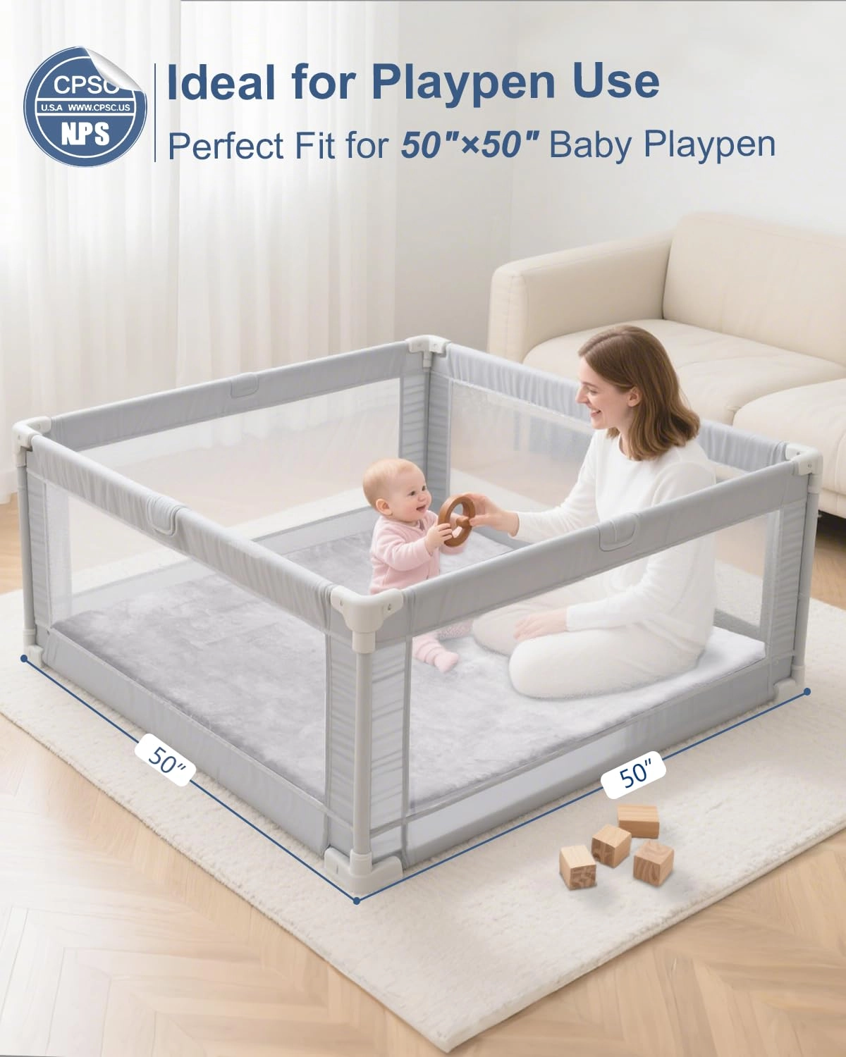 Baby Play Mat - 50x50 Green