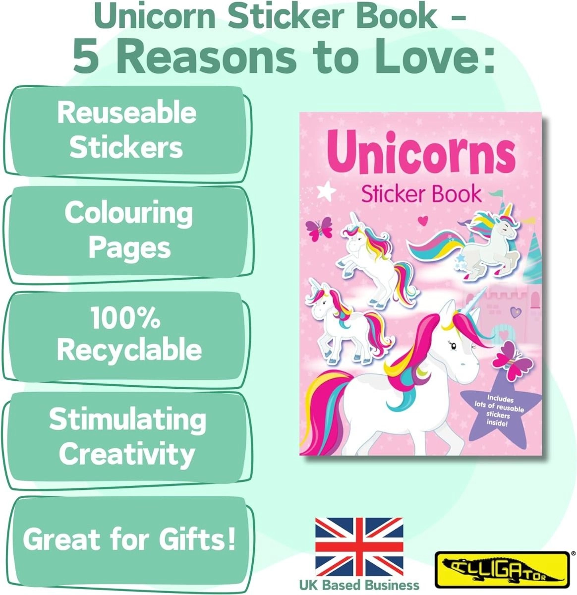 Unicorn Sticker Book Reusable 50 pcs