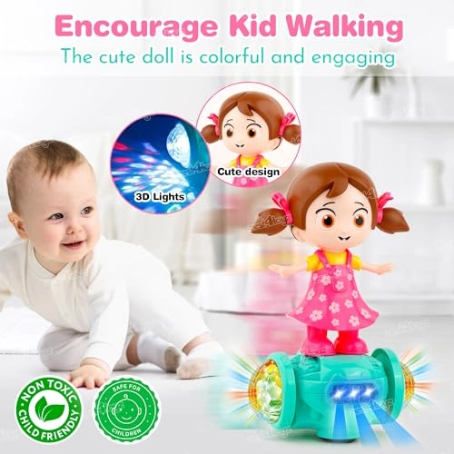 360 Degree Rotating Musical Dancing Girl Doll - 12 months and up