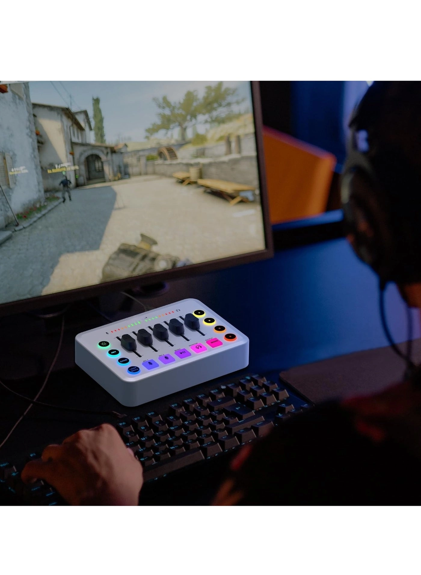 Audio Mixer + Microphone + Stand + Cables