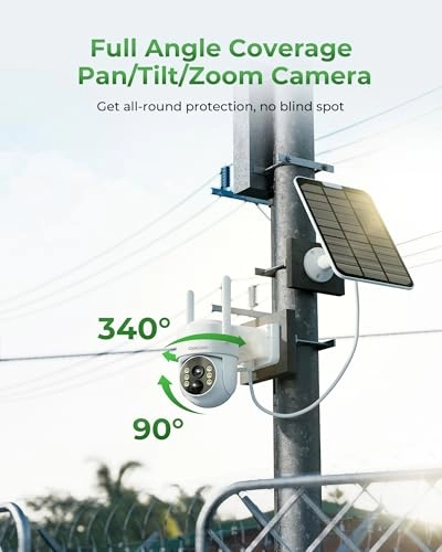 PTZ Outdoor Solar Security Camera + NVR Monitor - 4 Pack 10CH 4MP