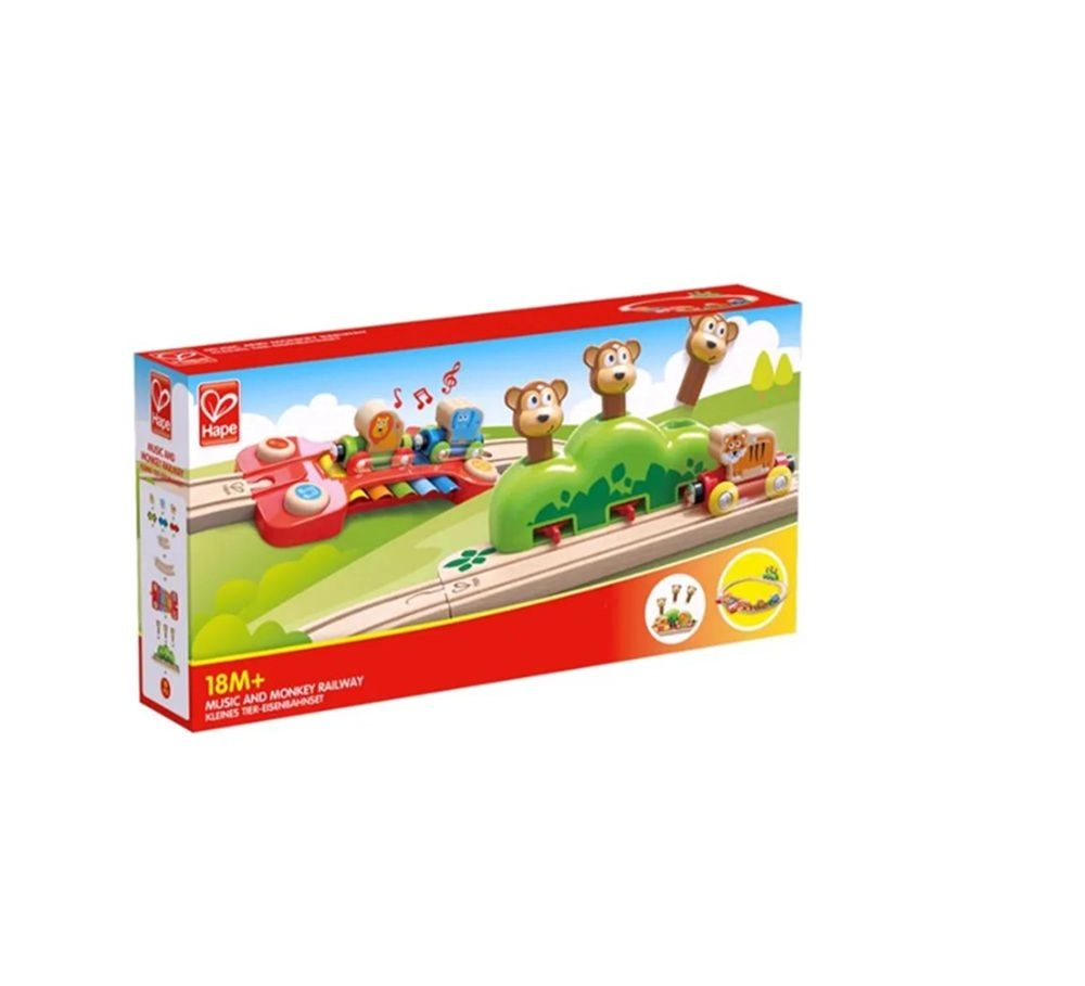 Music and Monkey Wooden Railway Playset