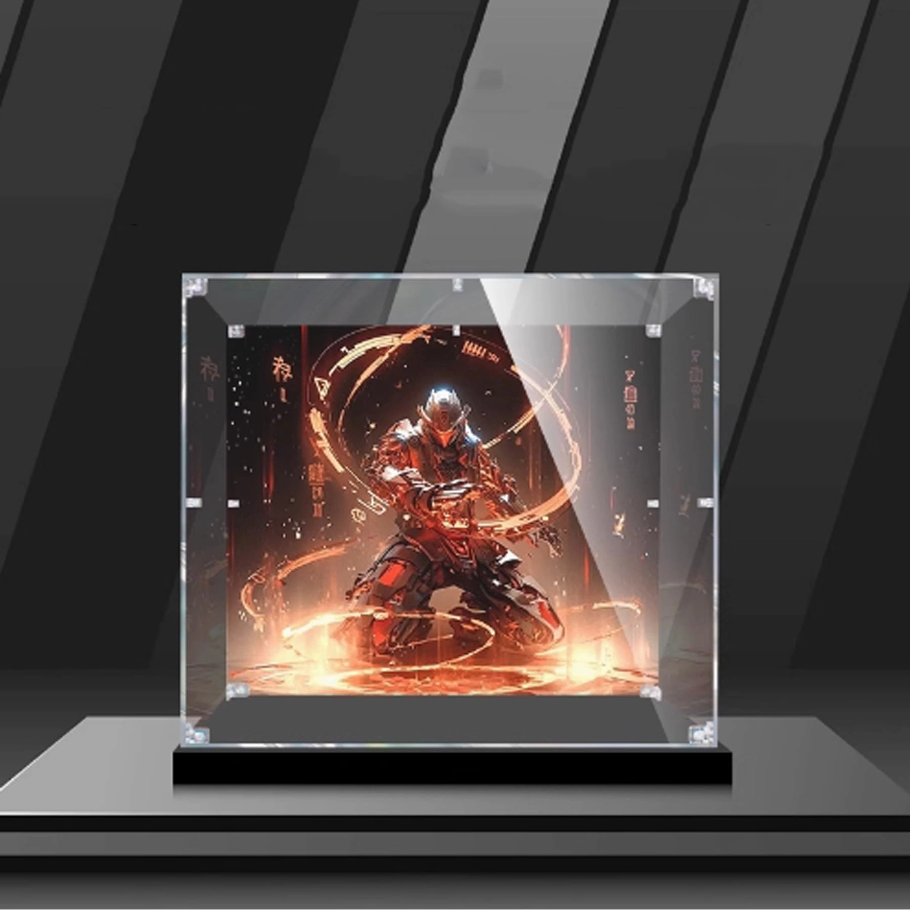 FEIRUBO Acrylic Display Box - 35 x 25 x 35 cm Black Base+back Spray