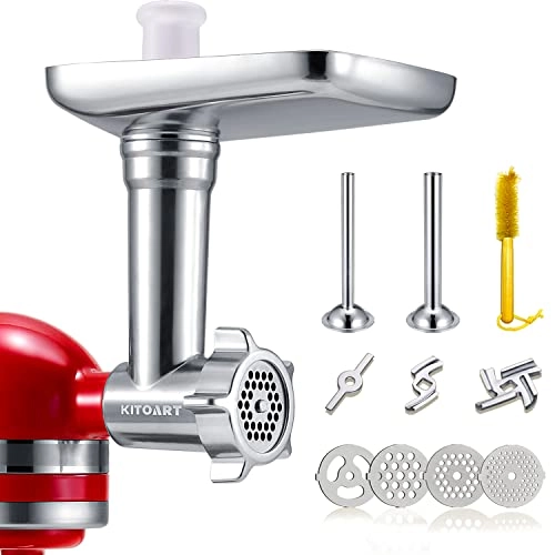 KITOART Meat Grinder Attachment - All-metal Includes fine medium and coarse grinding plates