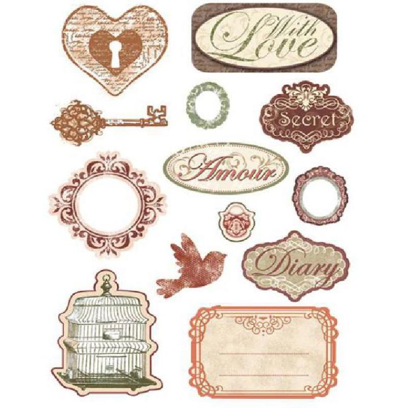 STAMPERIA Die-Cut Labels - Adhesive Paper 13 Pieces