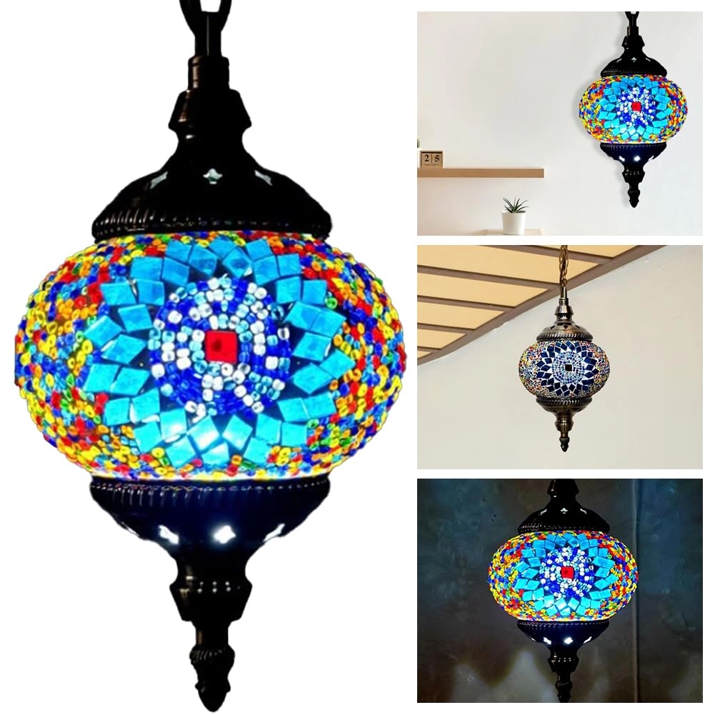 clothdank Moroccan Turkish Mosaic Pendant Ceiling Lamp - E27 13cm 80cm