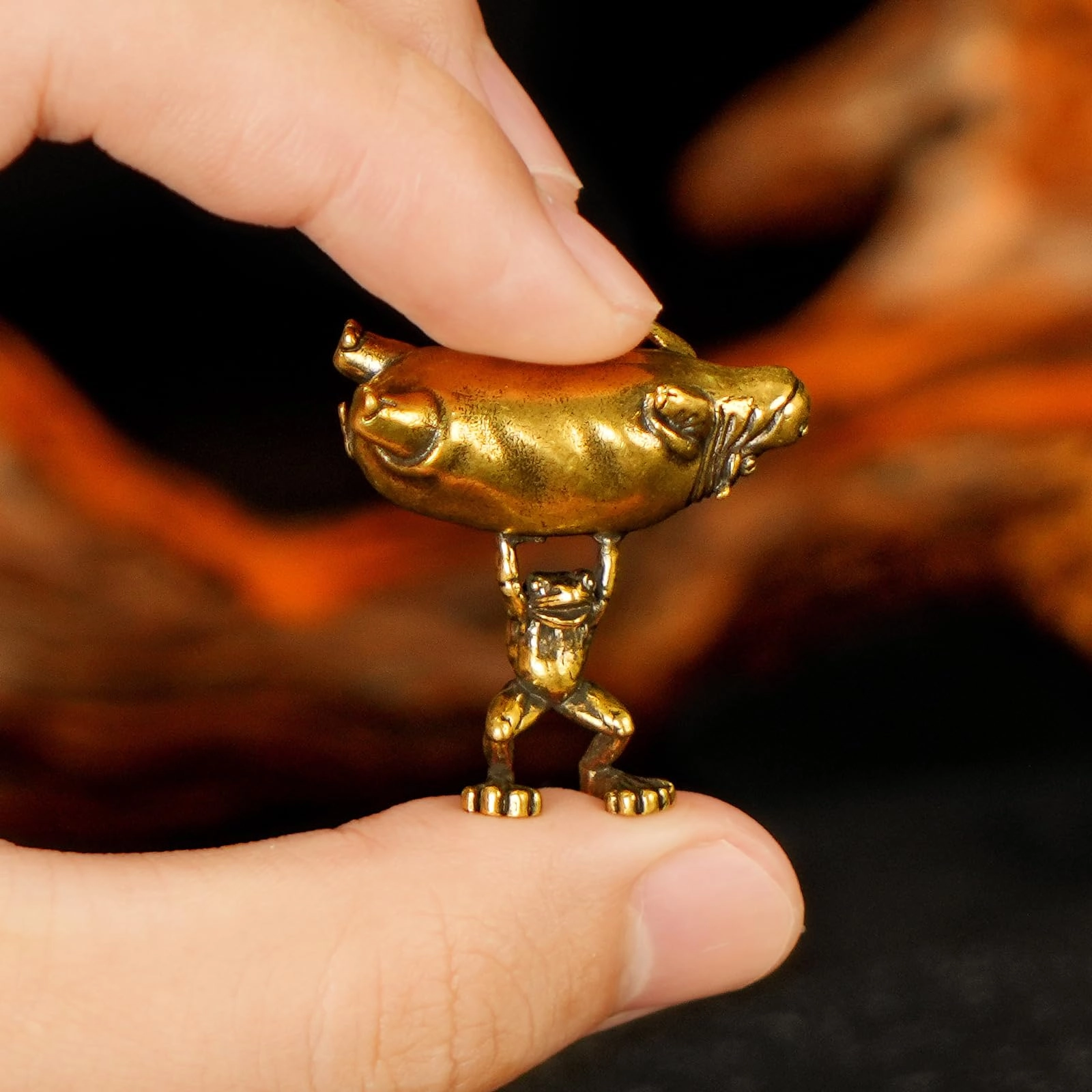 Frog & Hippo Sculpture - Brass