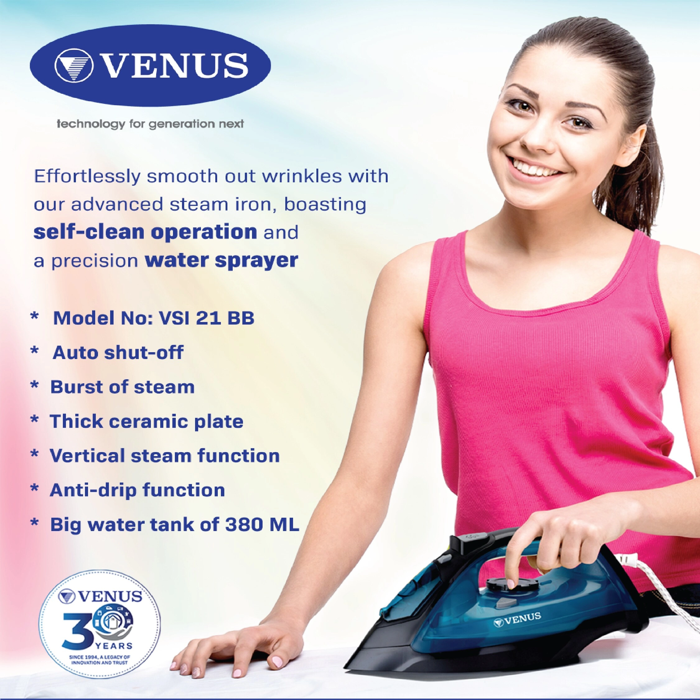 VSI21BB - Steam Iron Blue 380 ml