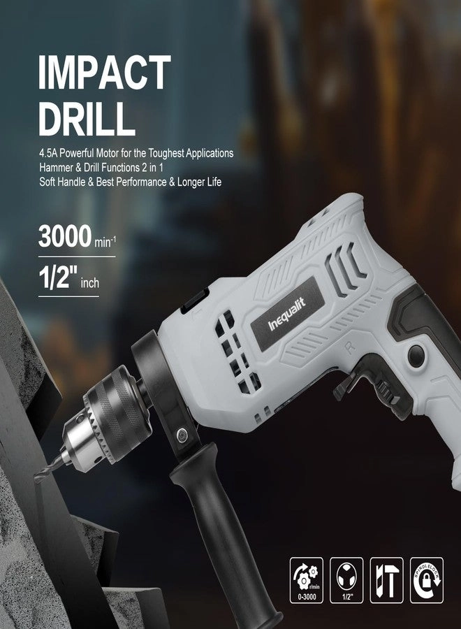 Corded Hammer Drill - 4.5Amp 0-3000 RPM 1/2 Inch Chuck