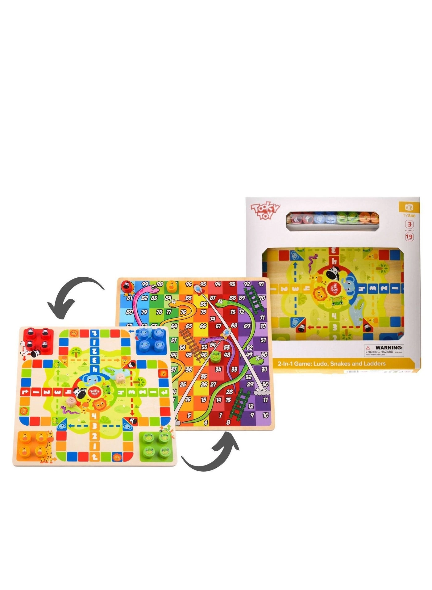 Tooky Toy 2 In 1 Ludo Snakes And Ladder - Multicolour