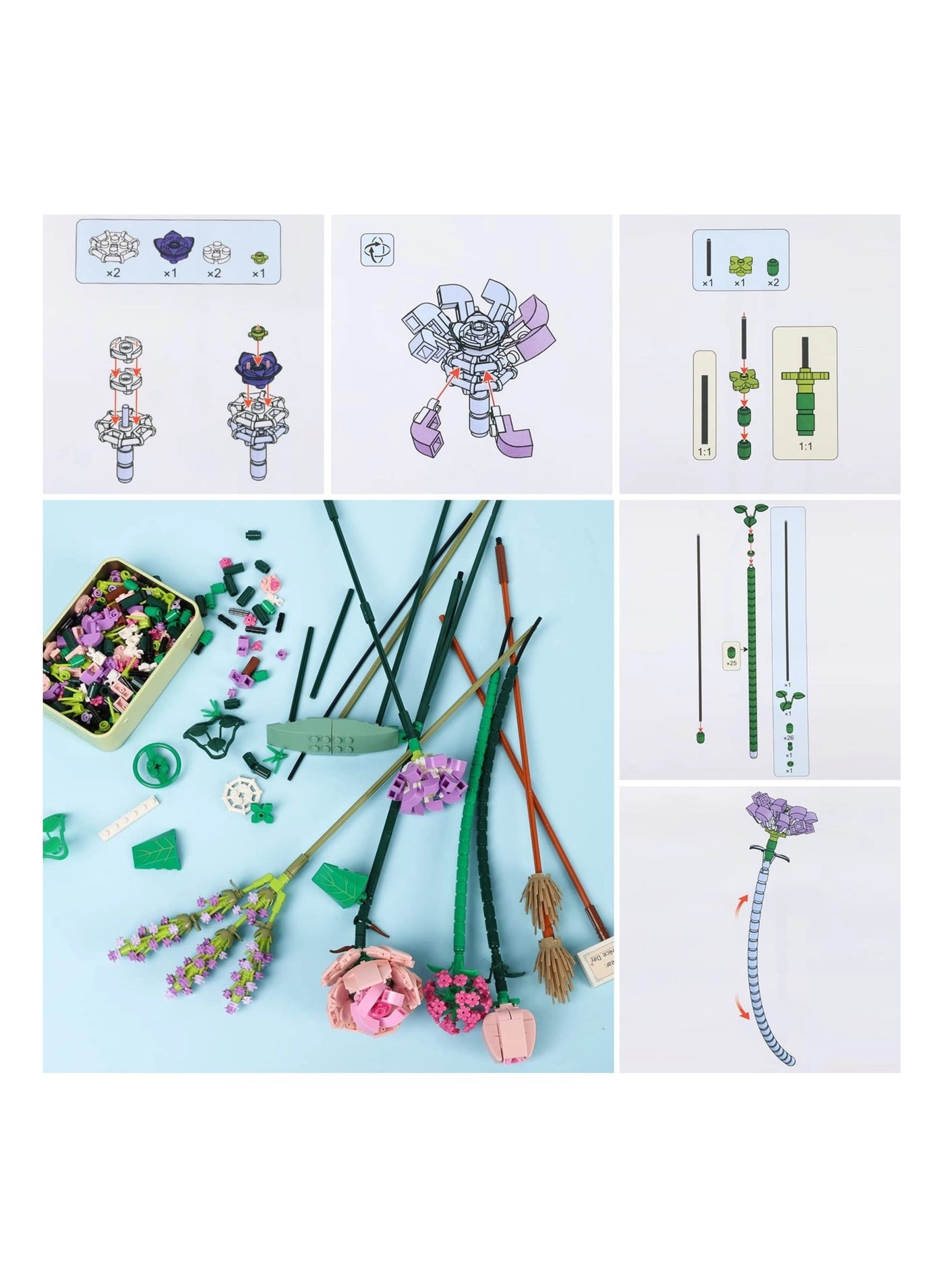 Mini Bricks Flower Bouquet - Flowers 456 pcs