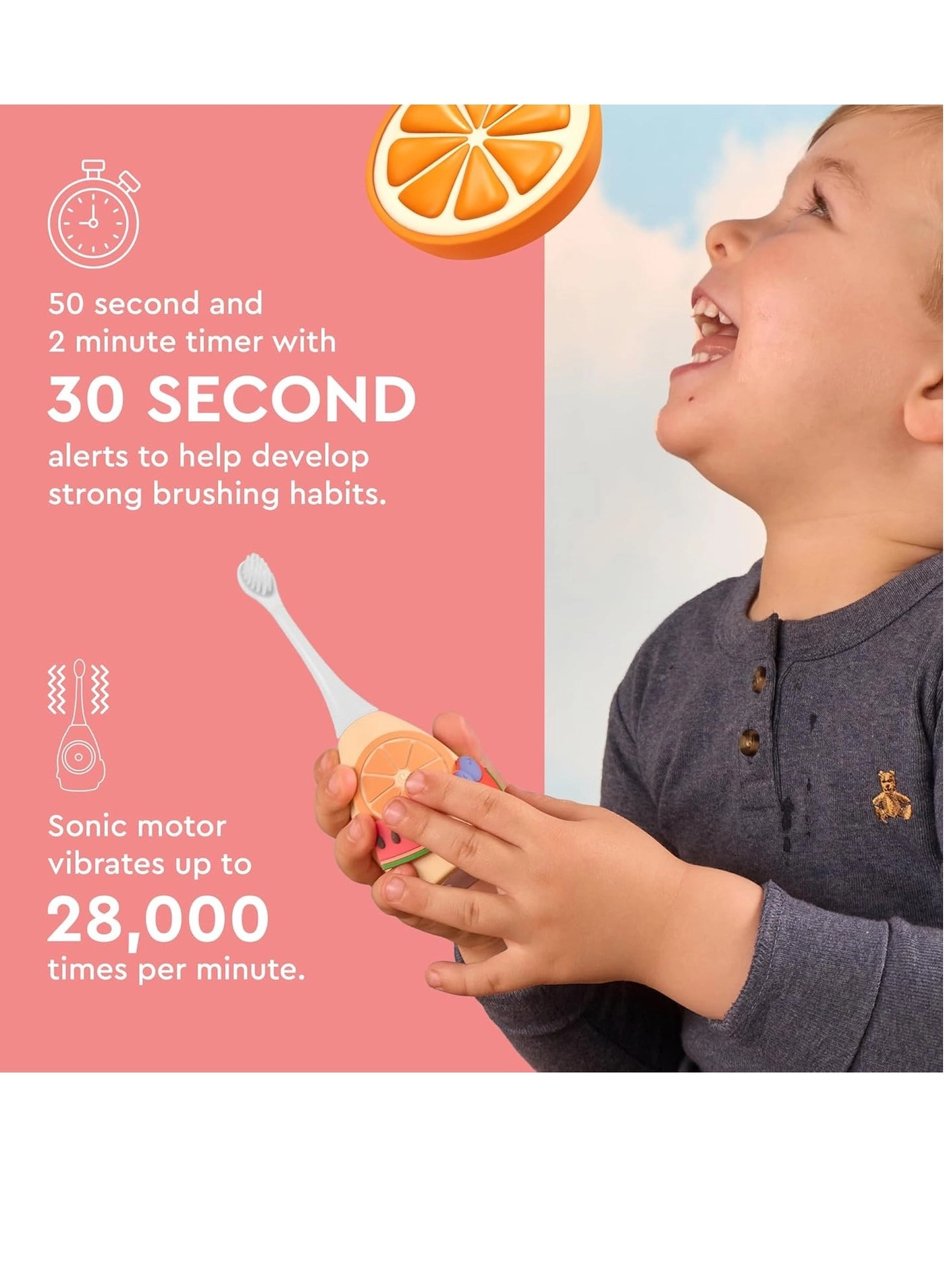 30 Electric Toothbrush - 2 Heads Rechargeable Sonic