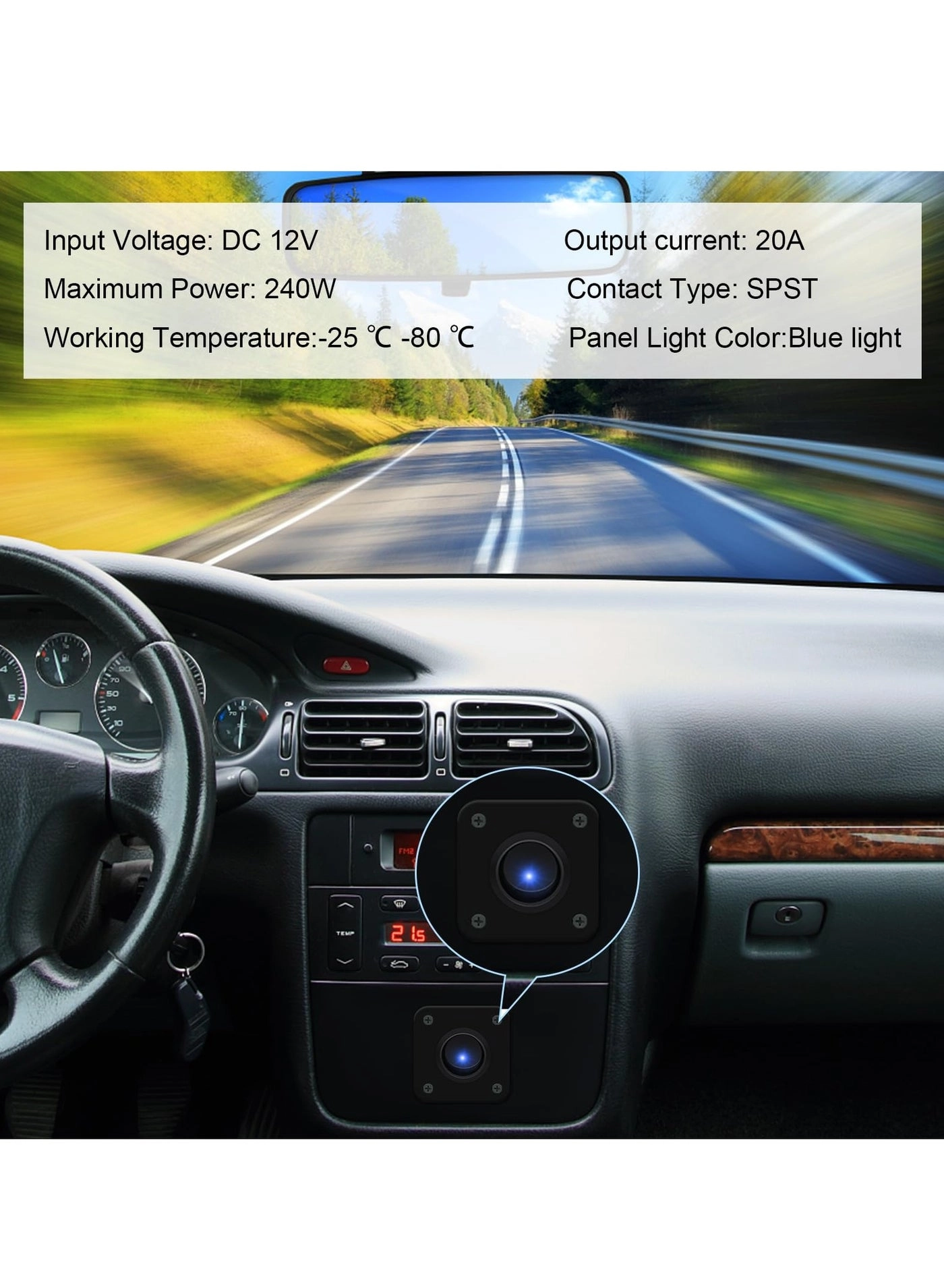 Rocker Toggle Switch Panel - DC 12V 20A USB Charger