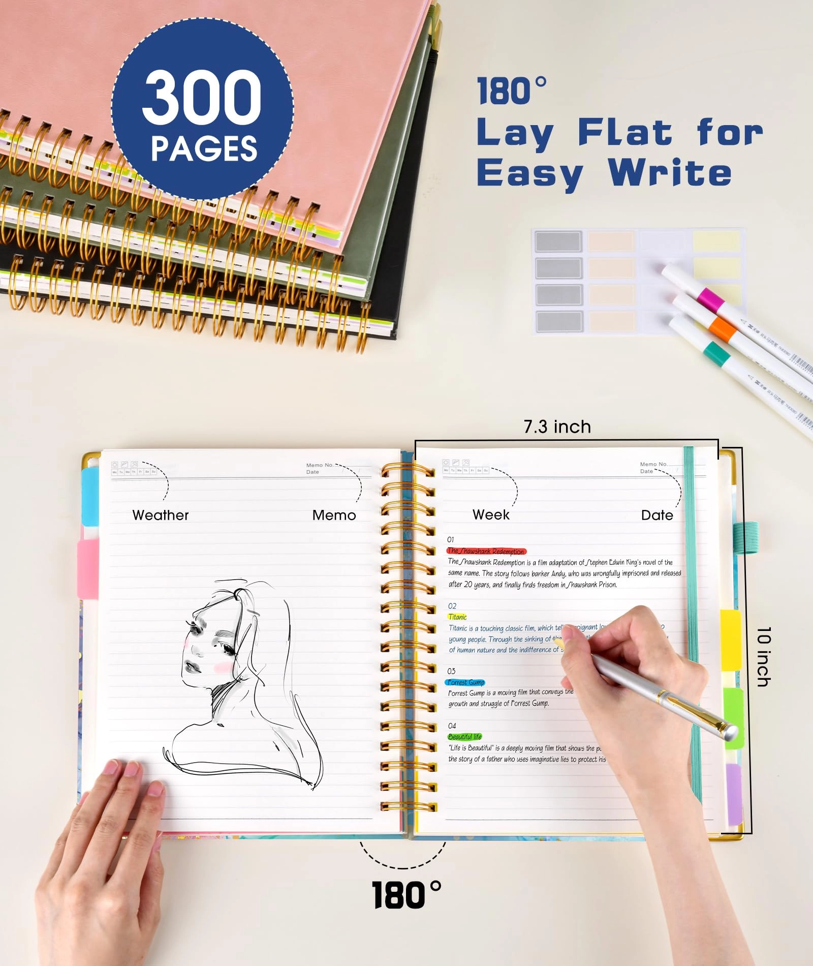 Spiral Notebook Large Hardcover - Lined 150 Sheets