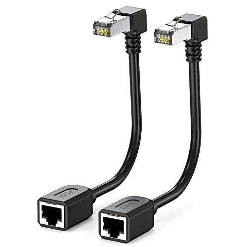 Cat6 Extension Cable - 2Pack 90 Degree RJ45 Male to Female