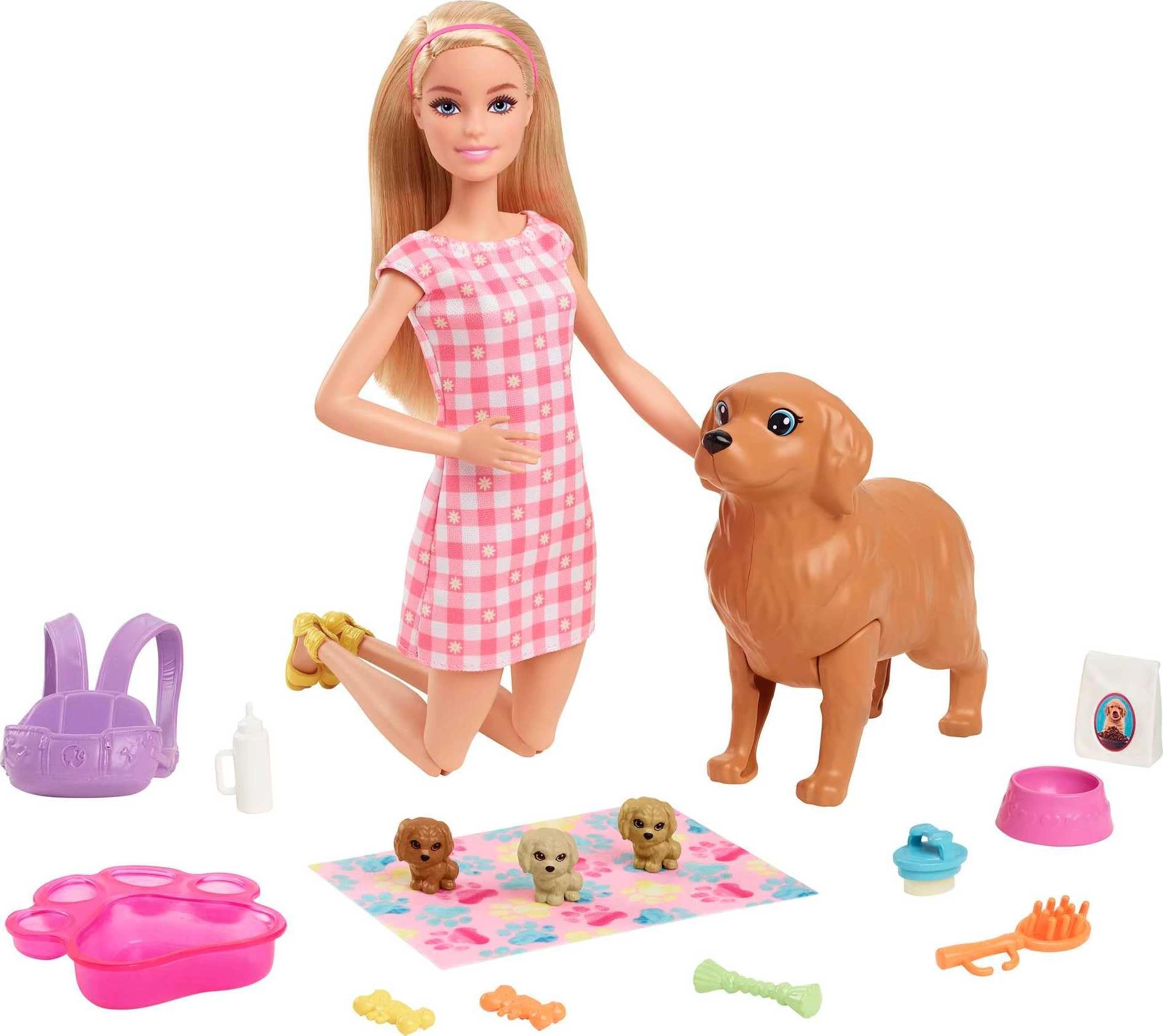 Newborn Pups Playset - Blonde Doll Mommy Dog Ages 3+