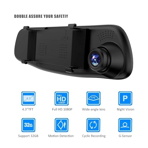 Rearview Mirror Camera Dash Cam - 1080p 30fps