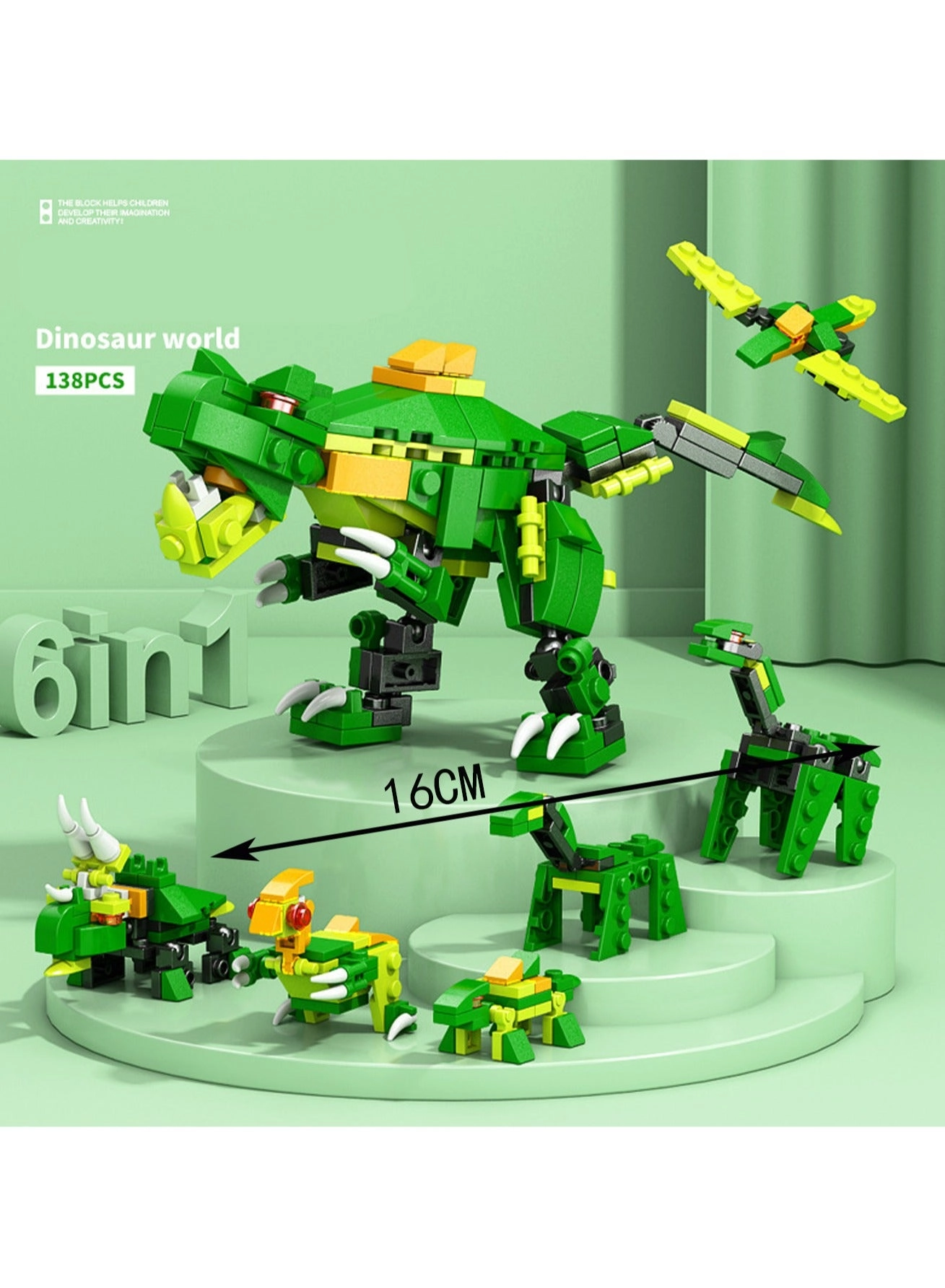 Mini 6-In-1 Dinosaur World - Dinosaur 138pcs