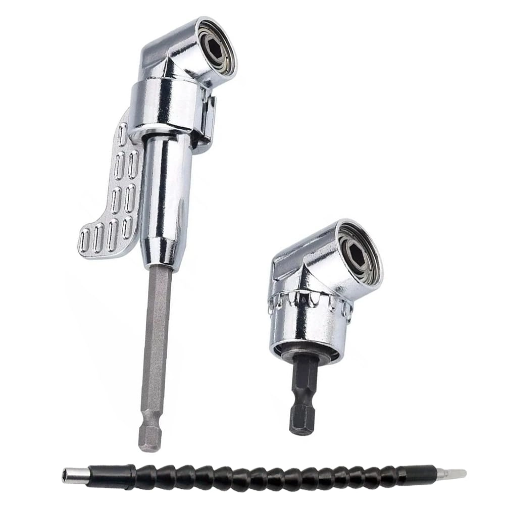 Crozgan 105°1/4 Inch Right Angle Drill Adapter - Long and Short Extension chromium-vanadium alloy steel