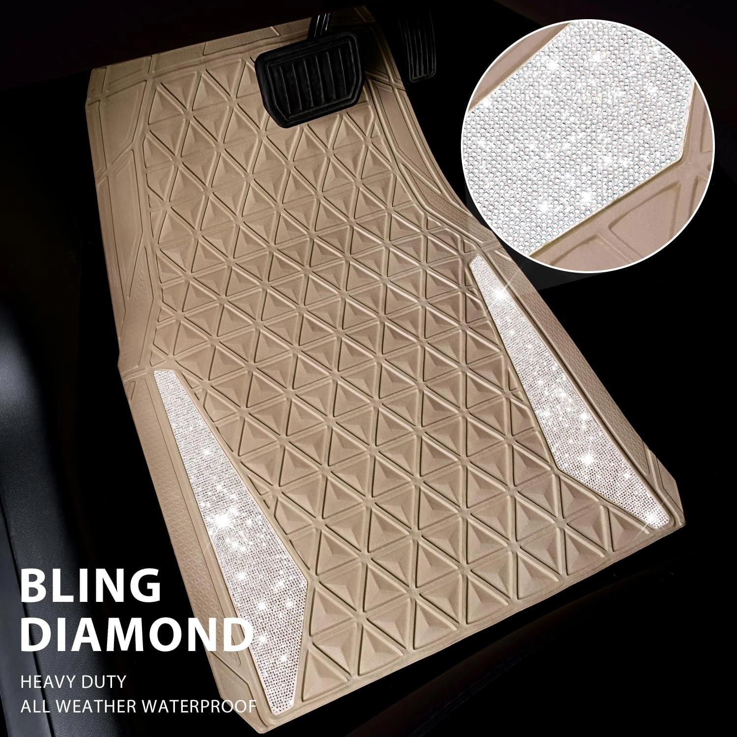 Bling Diamond Car Mats - 4.0 Count Universal Fit