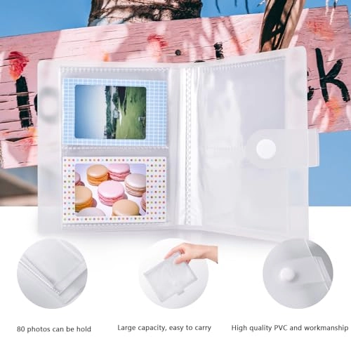 Clear Case - with Strap + Mini Photo Album - 80 Photos + Selfie Mirror + DIY Stickers - x2 + Color Filter - x4