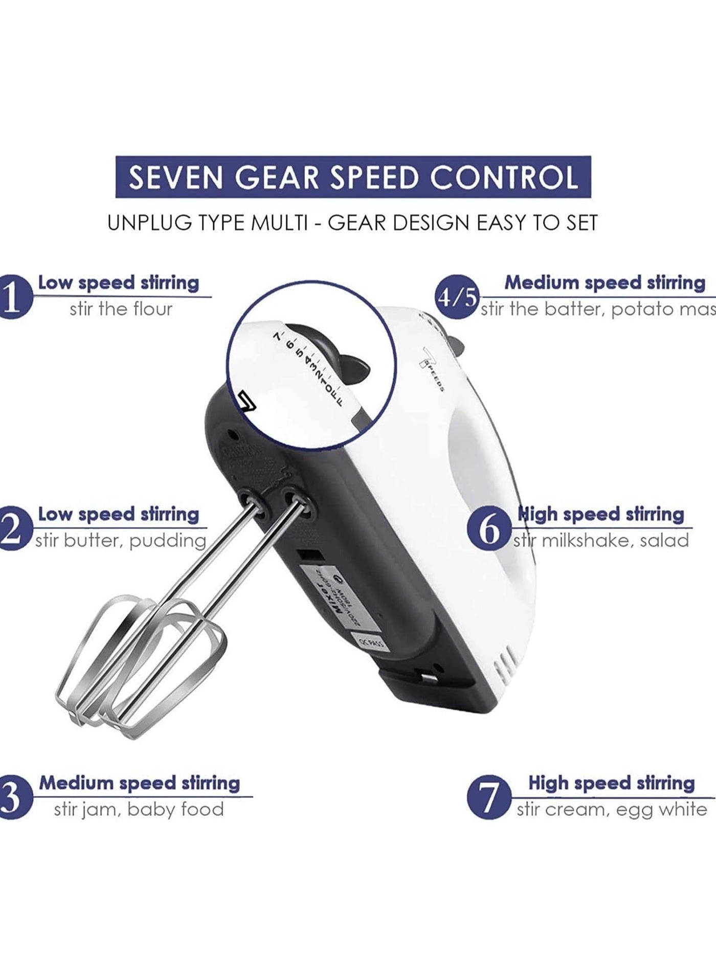 Hand Mixer - 7-Speed 4 Stainless Steel Beaters