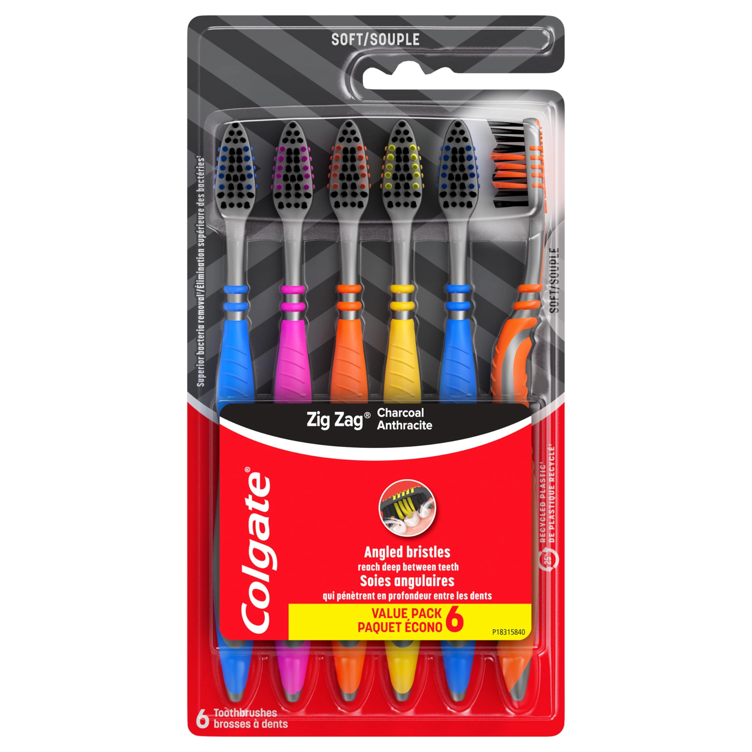 Colgate Zig Zag Charcoal Toothbrush - Soft 6-Piece Pack