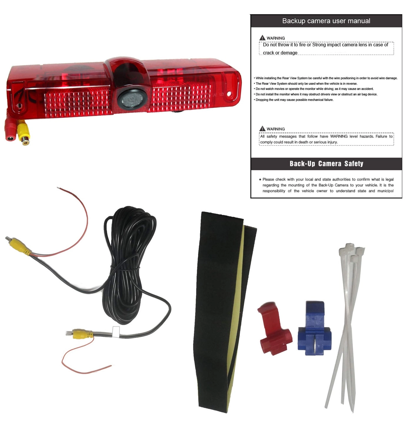 3rd Brake Light Backup Camera - 8 infra-red lights RCA 628(H)*582(V)Pixel