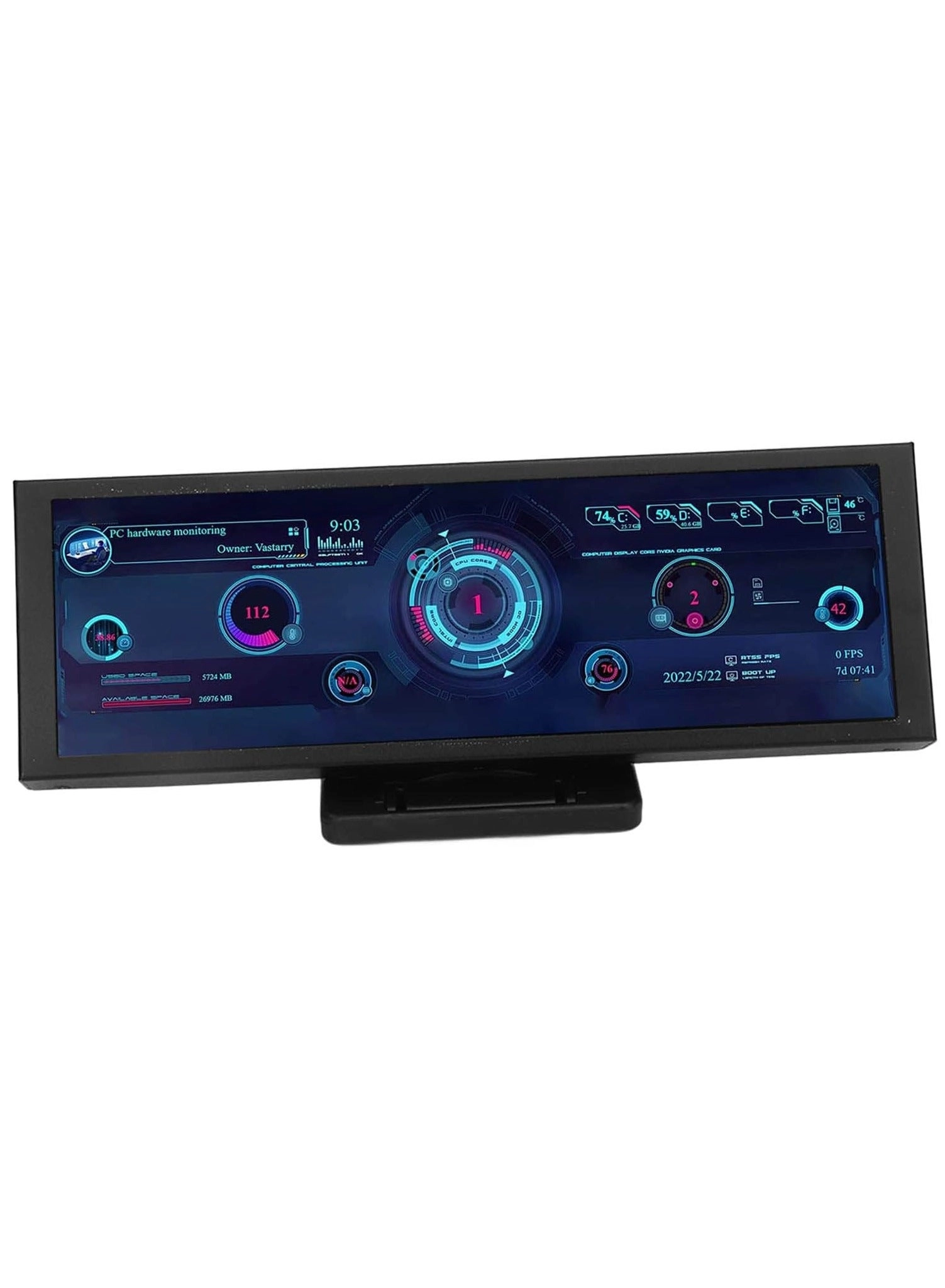 PC CPU Data Monitor - 1280x400 7.9 Inch