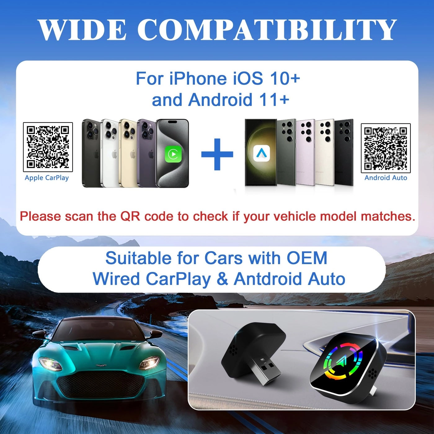 Wireless CarPlay Adapter - 2026 Upgraded Wired to Wireless Type-C Extension