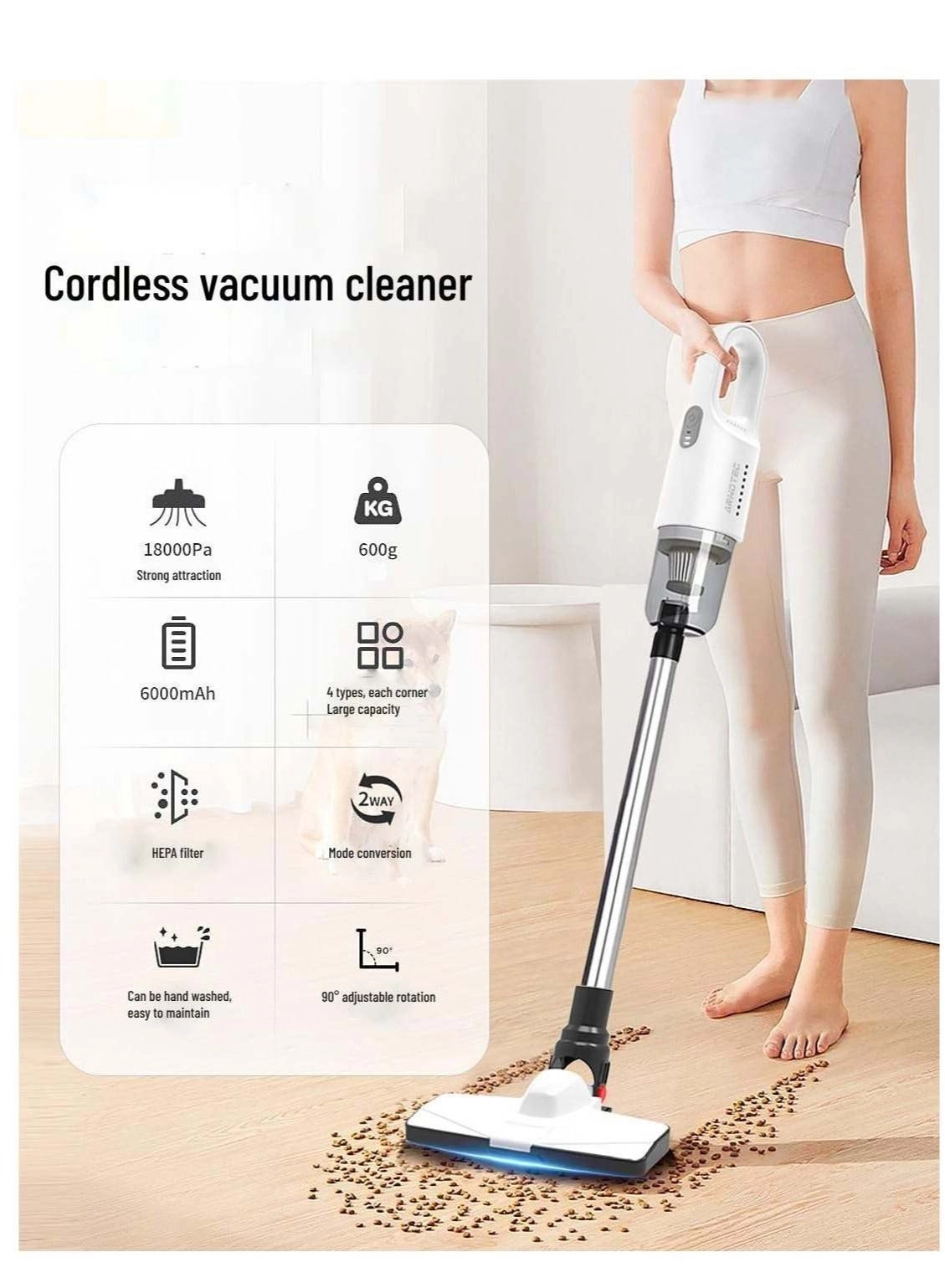 Handhed Cordless Vacuum Cleaner - 6,000 mAh