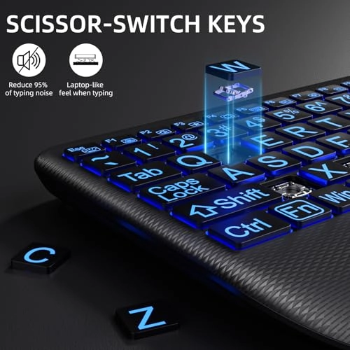 Large Print Backlit Wireless Keyboard - Wireless