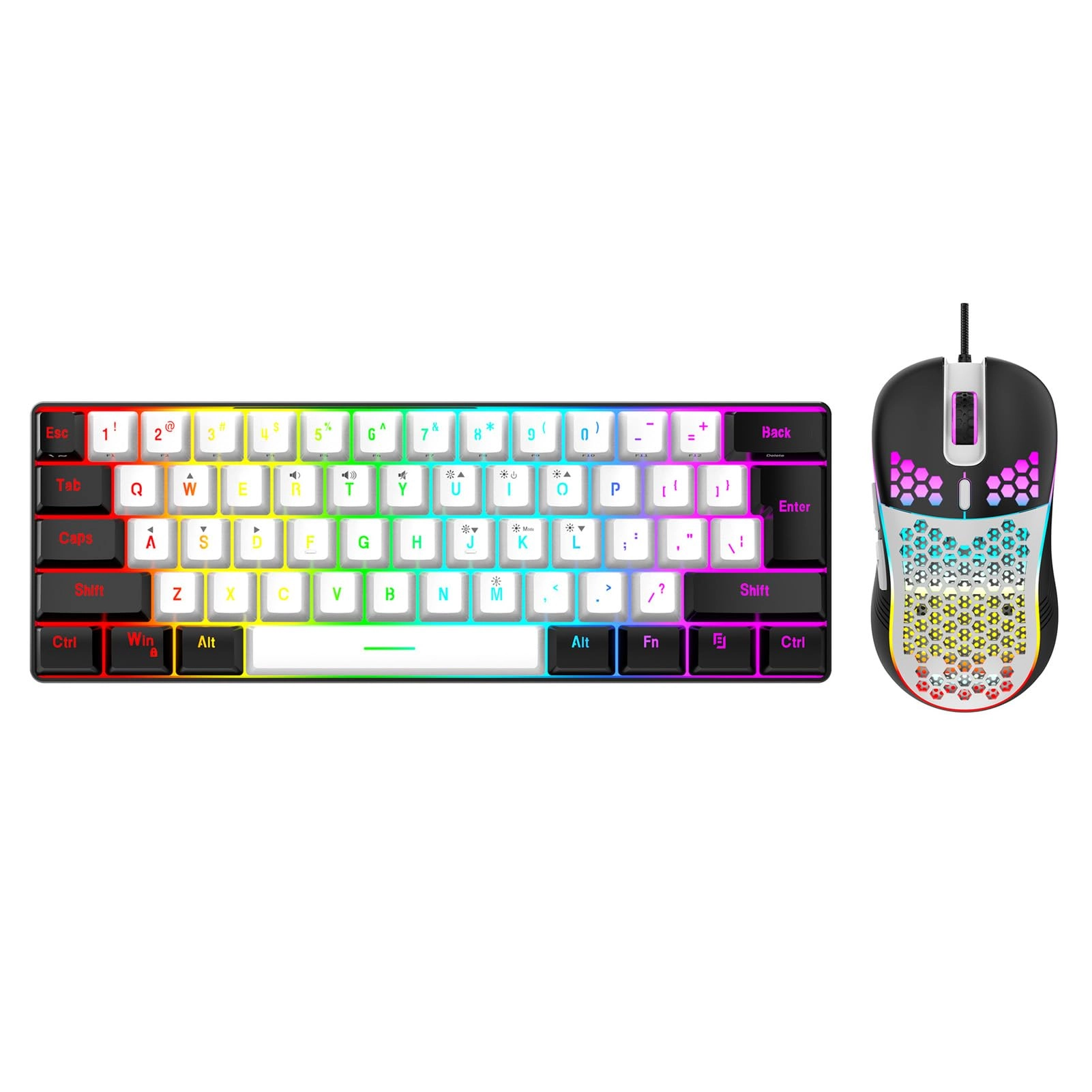 ASHATA 60% Wired Gaming Keyboard - Wired + Gaming Mouse