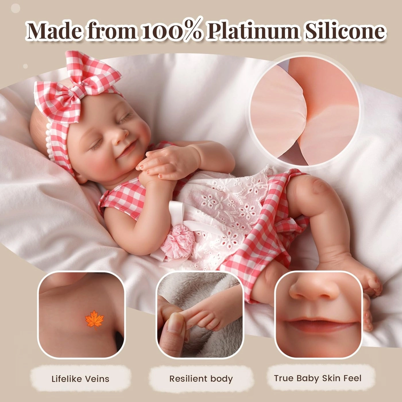 Cookie Reborn Baby Doll - 16 inch Silicone Sleeping Ages 3+