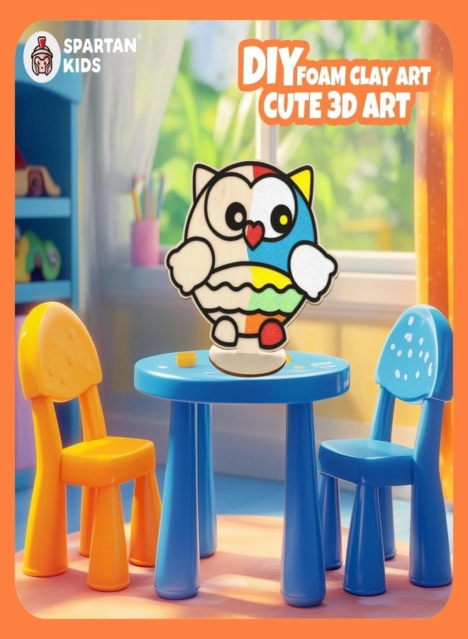 Wooden Owl Board - DIY Super Clay Art Kit 8 Colors