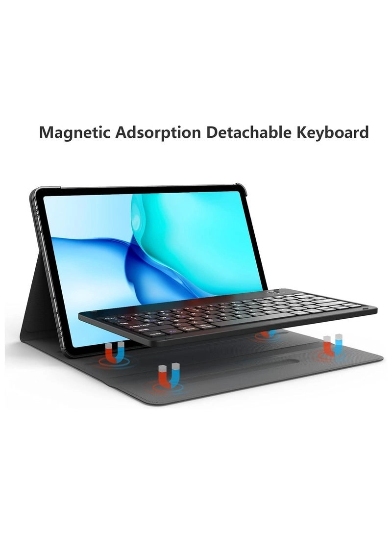 Wireless Detachable Keyboard Case with Micro USB Rechargeable for Galaxy Tab S8 Plus (2022) 12.4-inch and Galaxy Tab S7 Plus (2020) 12.4-inch