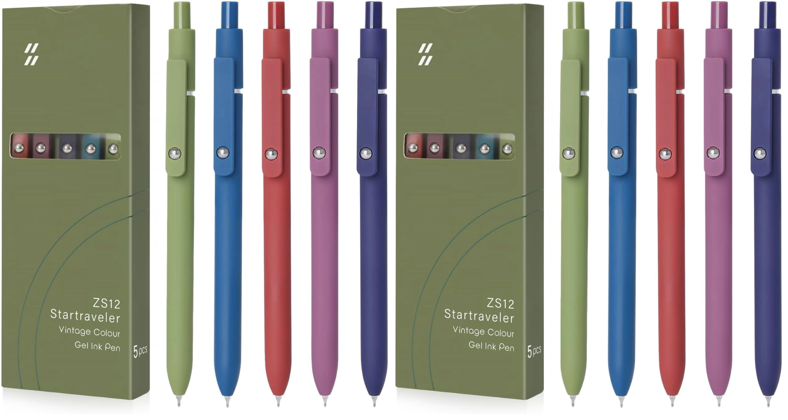 fiover High-End Vintage Gel Pens - 5-Pack 0.5mm