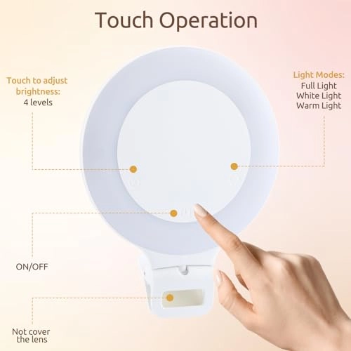 Ring Light - 2024 Upgrade Rechargeable 600mAh 3 Lighting Mode/4 Brightness Level