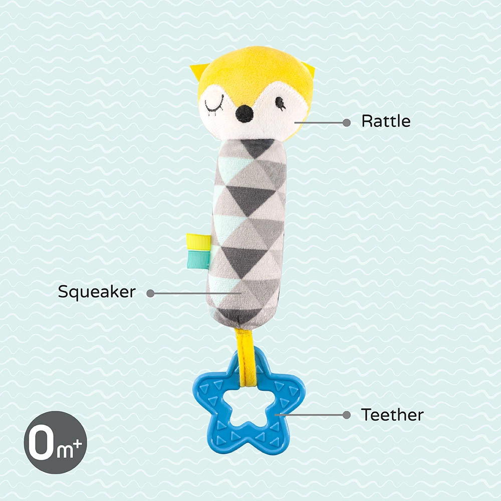 Good Night Soft Rattle Plush Toy & Teether - Lightweight EN Certified