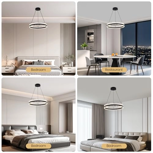 Single Ring White LED Chandelier - 3000K-6000K Dimmable
