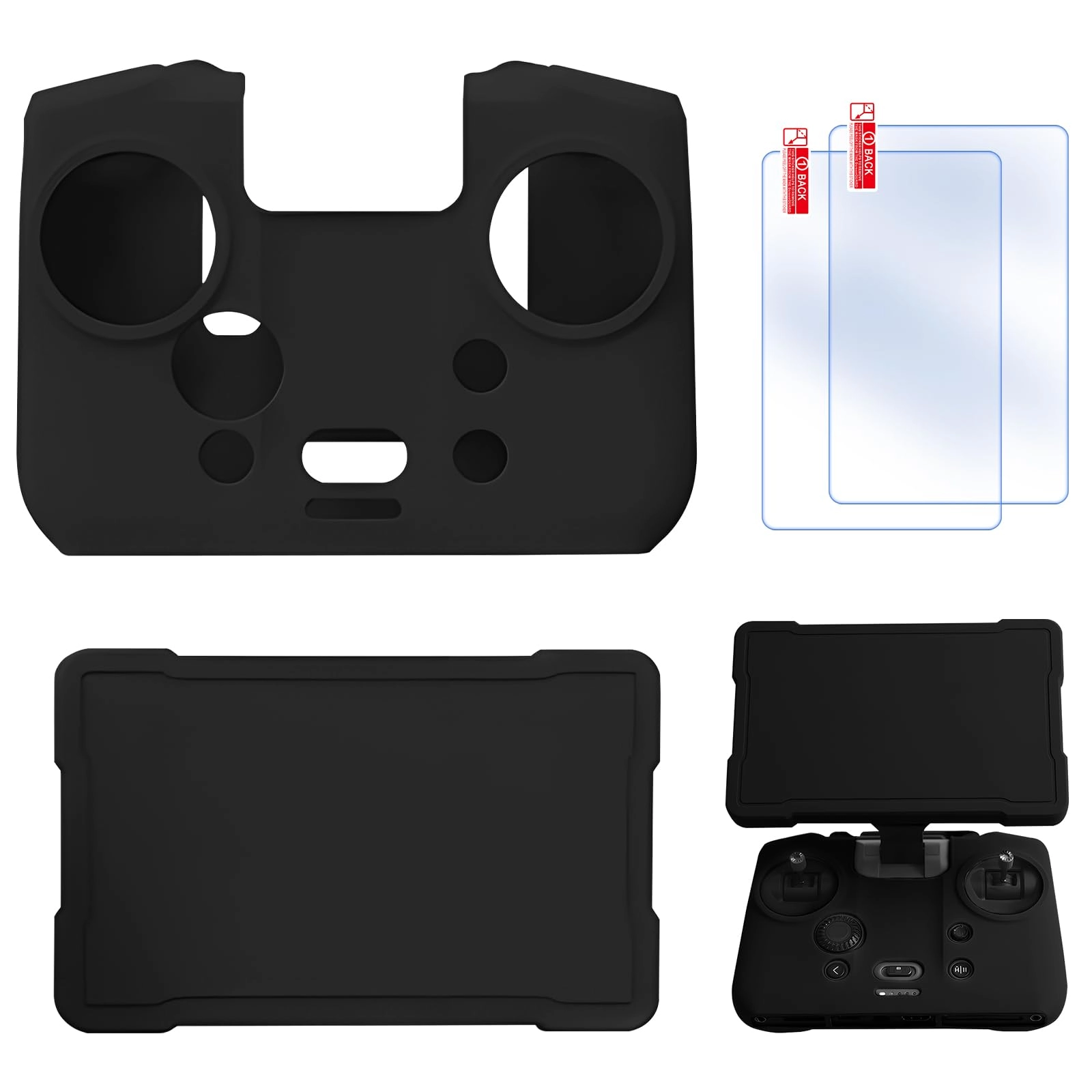 Craznick RC Pro 2 Silicone Protective Cover - 2-in-1 Screen Protector Black