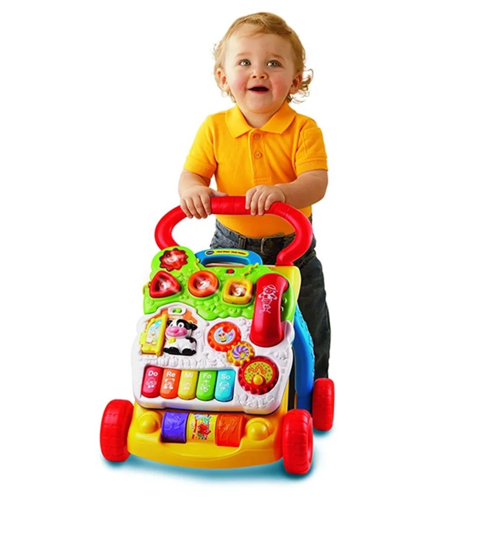 First Steps Baby Walker - Pink/Blue/Yellow 12 Months