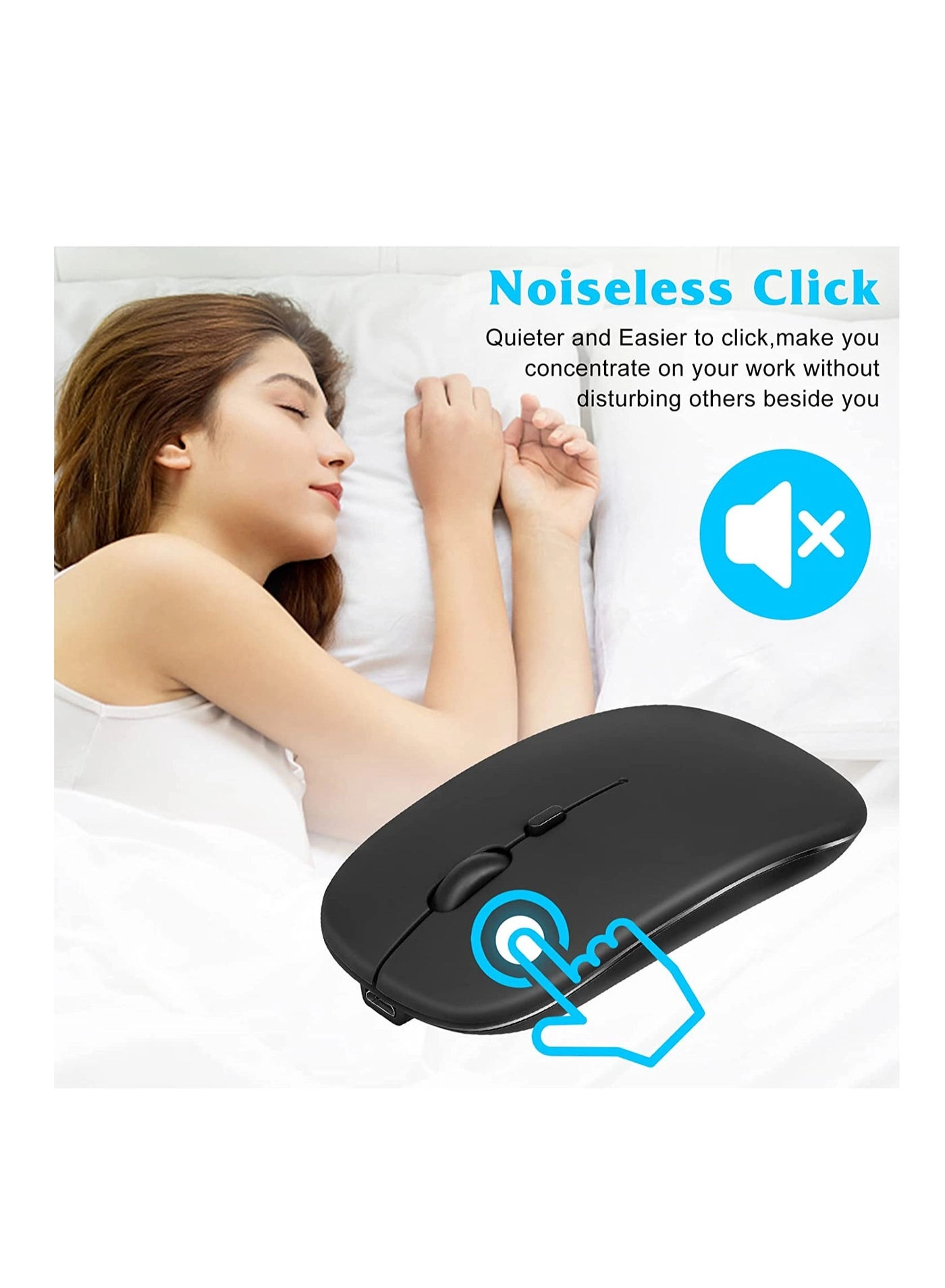 Slim Wireless Mouse - 2.4G Bluetooth 5.1