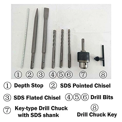 Electric Hammer Drill - 1500W 3 Modes 360°Rotating Handle