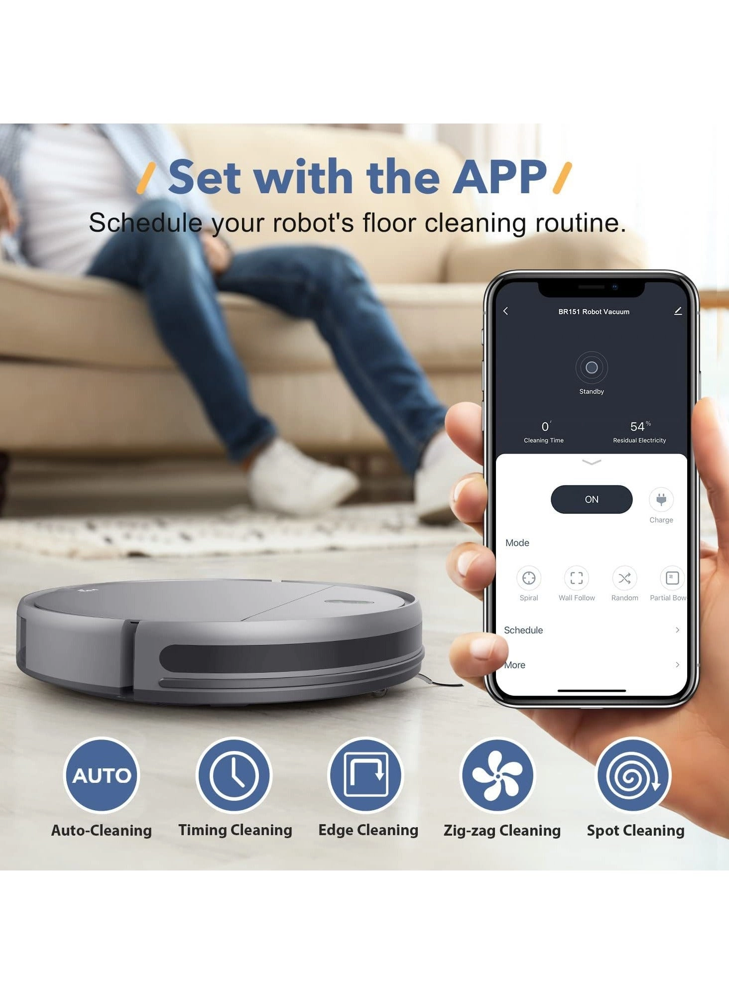 BR151 Robot Vacuum Cleaner - With Mop