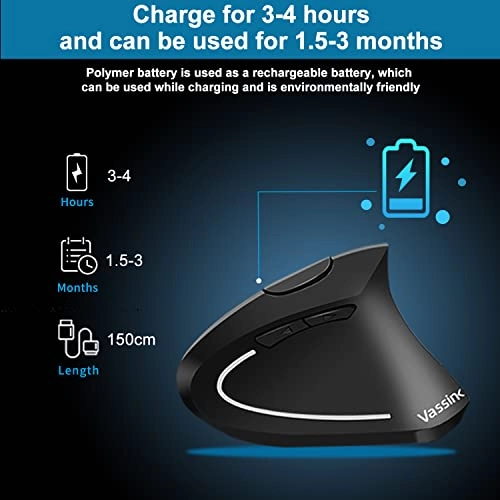Ergonomic Vertical Wireless Optical Mouse - USB