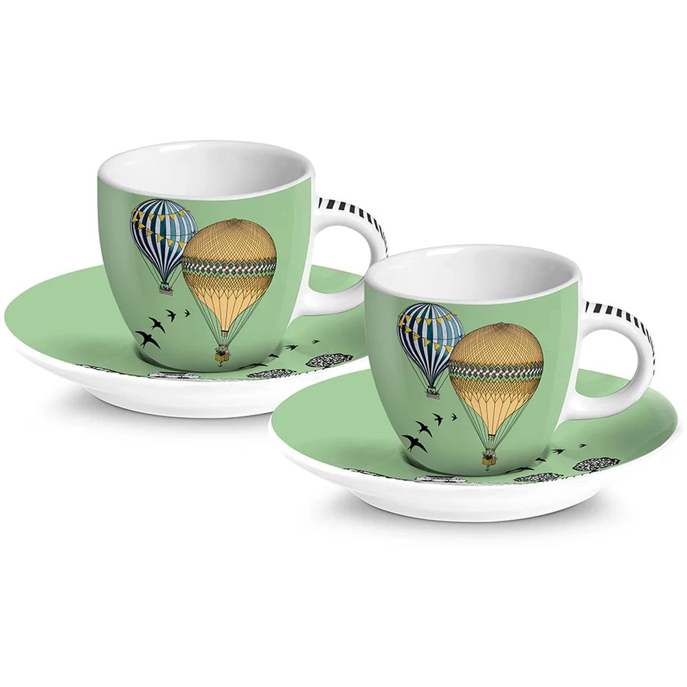 EGAN GIRAMONDO Coffee Cup - 2 pcs - hot-air balloon artwork - 80 ml
