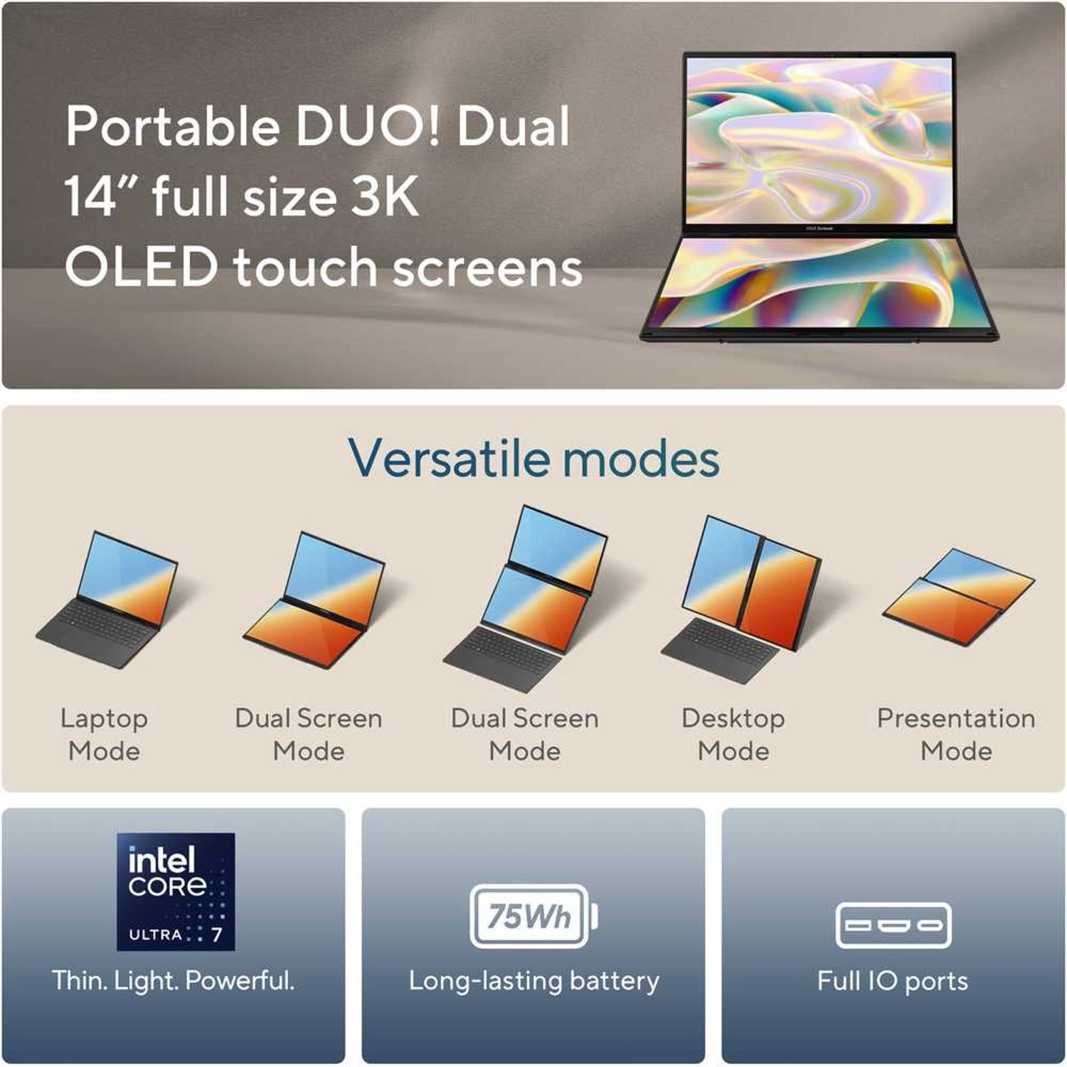 Zenbook DUO UX8406CA - 14'' Core Ultra 7 255H 32GB DDR5 1TB SSD